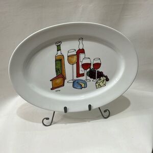Ursula Dodge Serving Tray Wine Cheese Oval Platter 14 1/2 In Long 10 1/4 Wide